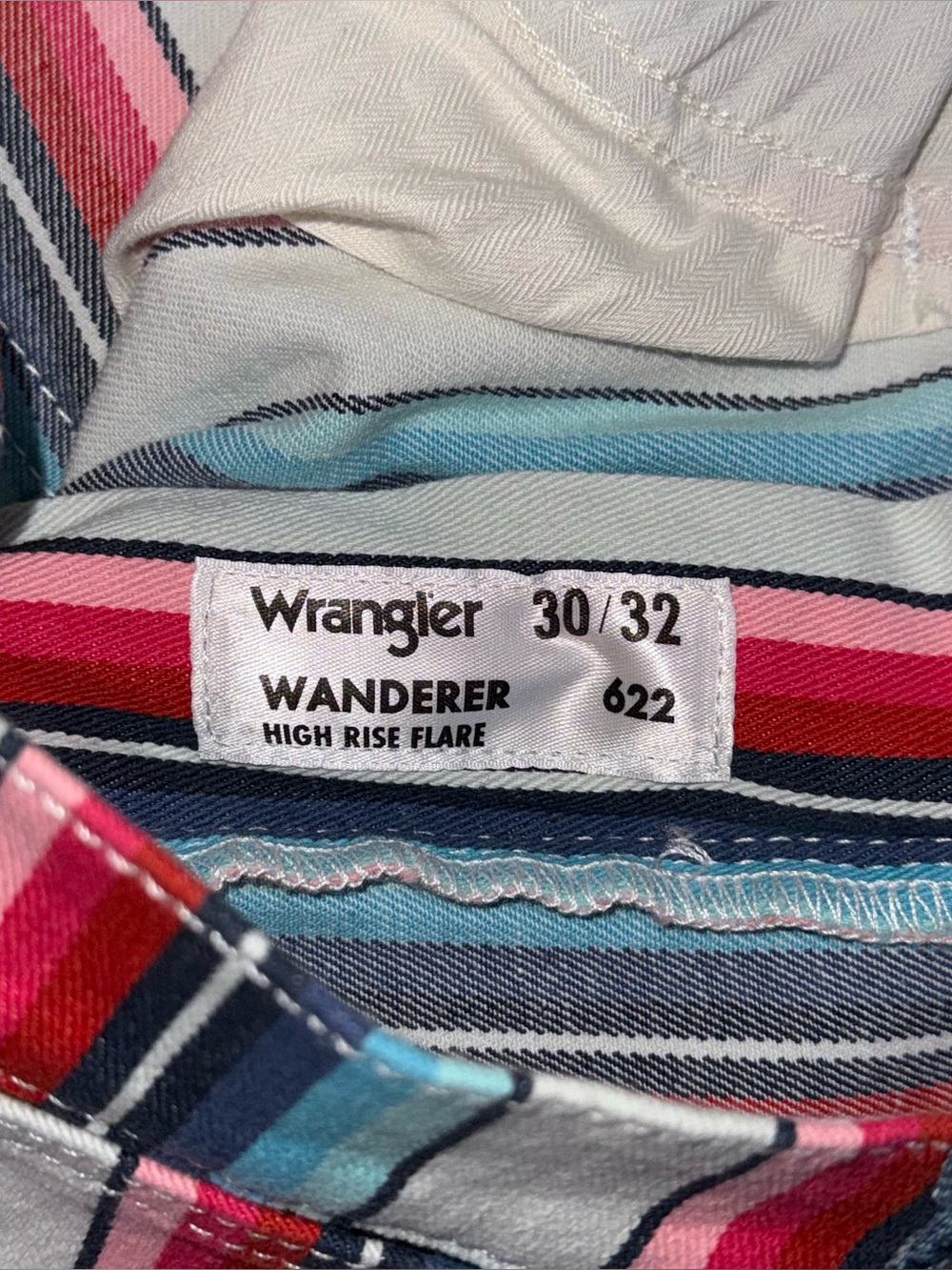 Wrangler NWT High Rise Multicolored Striped Flare Jeans Sz 30 x 32 Retro Western - Picture 8 of 9